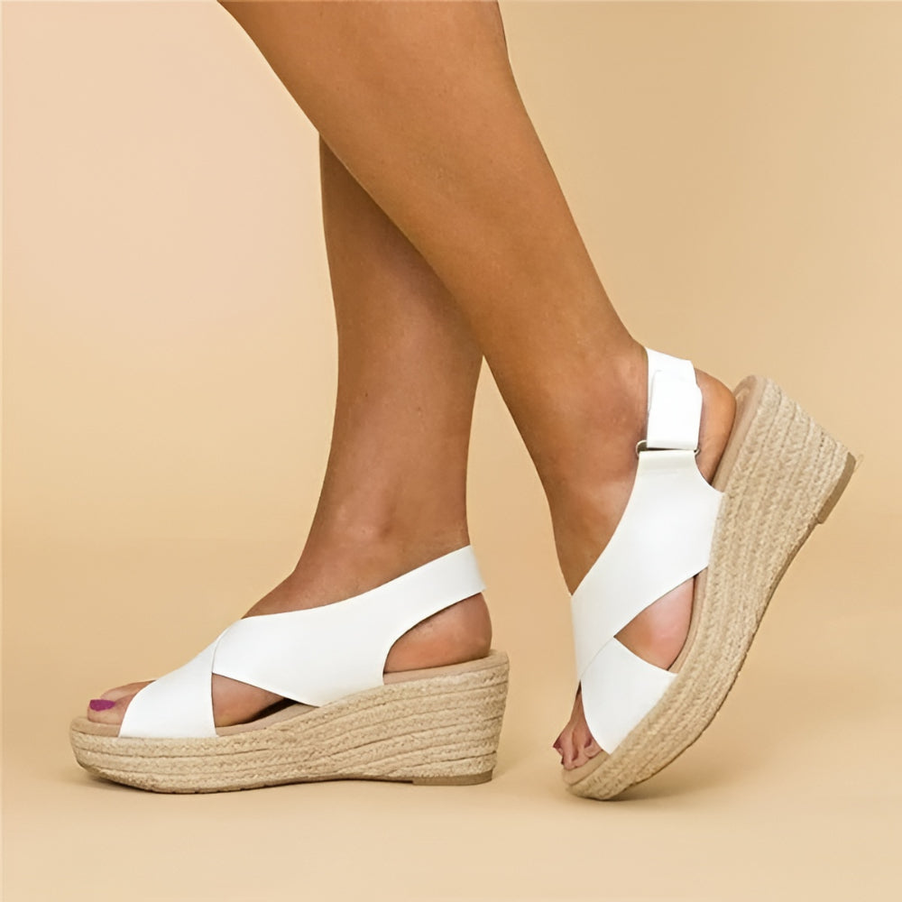 Sandálias Anabela Femininas Espadrilles com Tira no Tornozelo