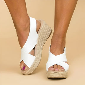 Sandálias Anabela Femininas Espadrilles com Tira no Tornozelo
