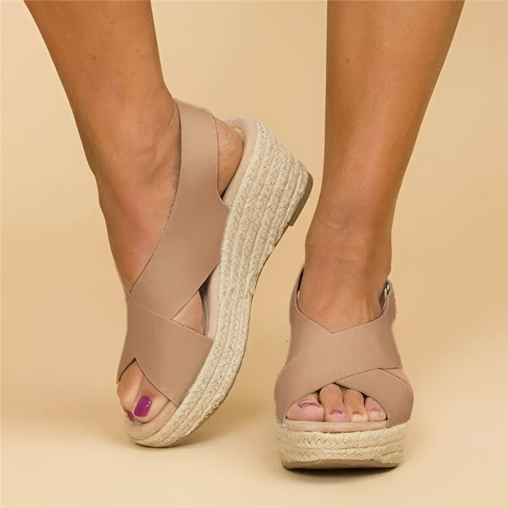 Sandálias Anabela Femininas Espadrilles com Tira no Tornozelo