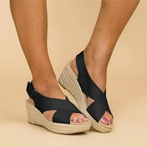 Sandálias Anabela Femininas Espadrilles com Tira no Tornozelo