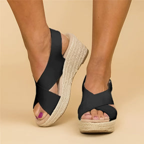 Sandálias Anabela Femininas Espadrilles com Tira no Tornozelo
