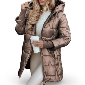 Jaqueta Feminina de Inverno Acolchoada com Capuz