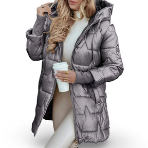 Jaqueta Feminina de Inverno Acolchoada com Capuz