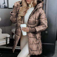 Jaqueta Feminina de Inverno Acolchoada com Capuz