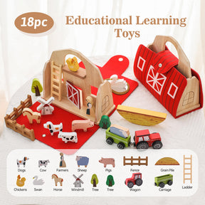 Conjunto de Fazenda de Brinquedos de Madeira para Viagem Infantil