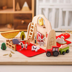 Conjunto de Fazenda de Brinquedos de Madeira para Viagem Infantil