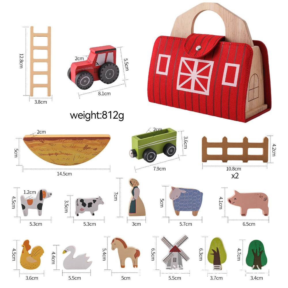 Conjunto de Fazenda de Brinquedos de Madeira para Viagem Infantil