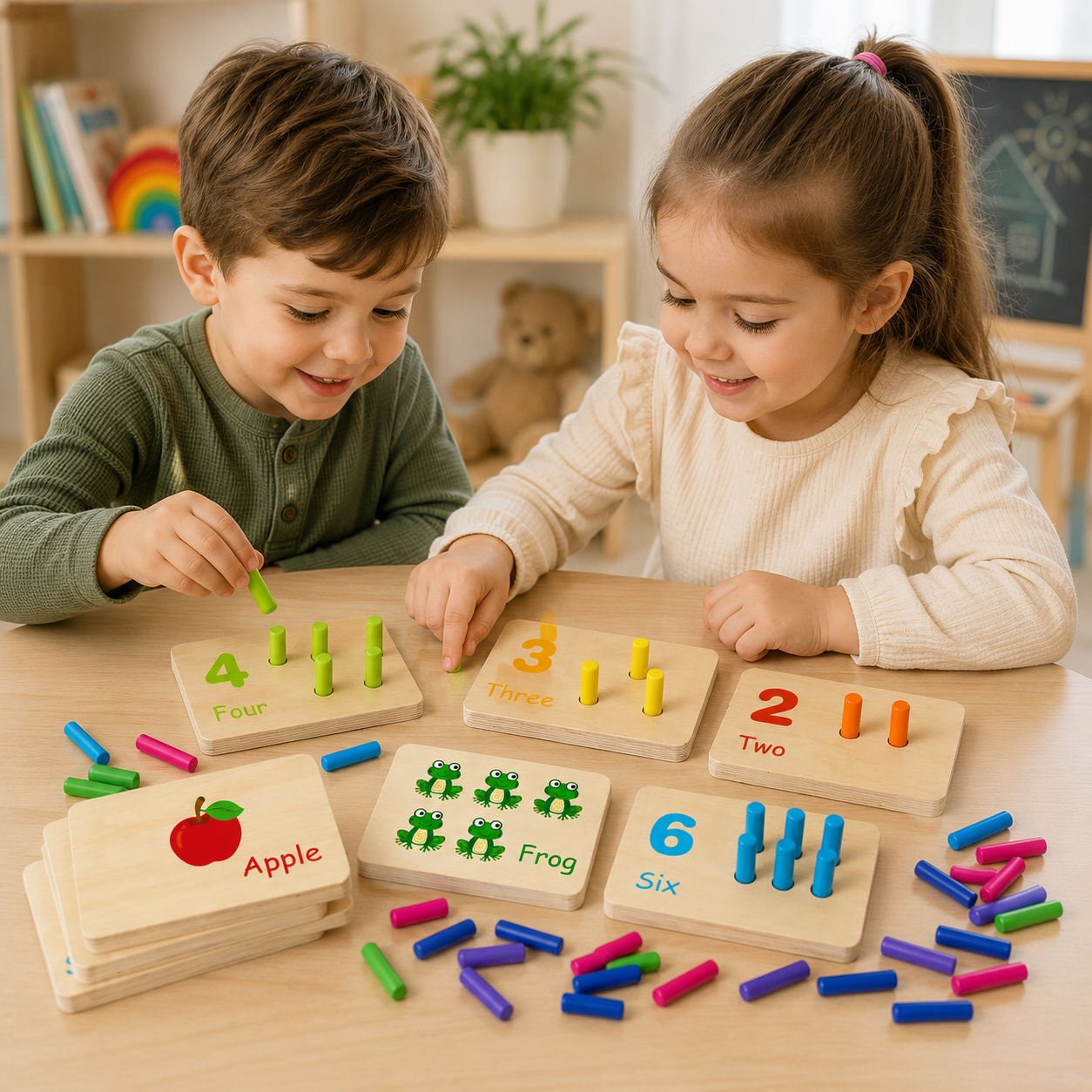 Brinquedo Educativo de Encaixe com Números em Madeira