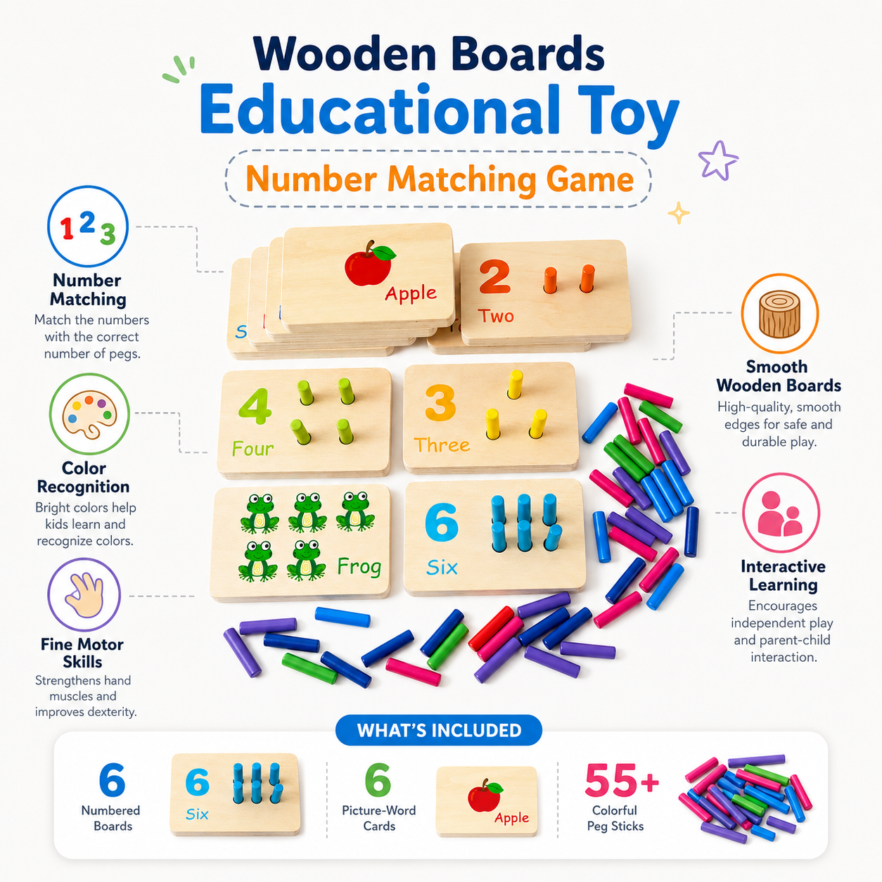 Brinquedo Educativo de Encaixe com Números em Madeira