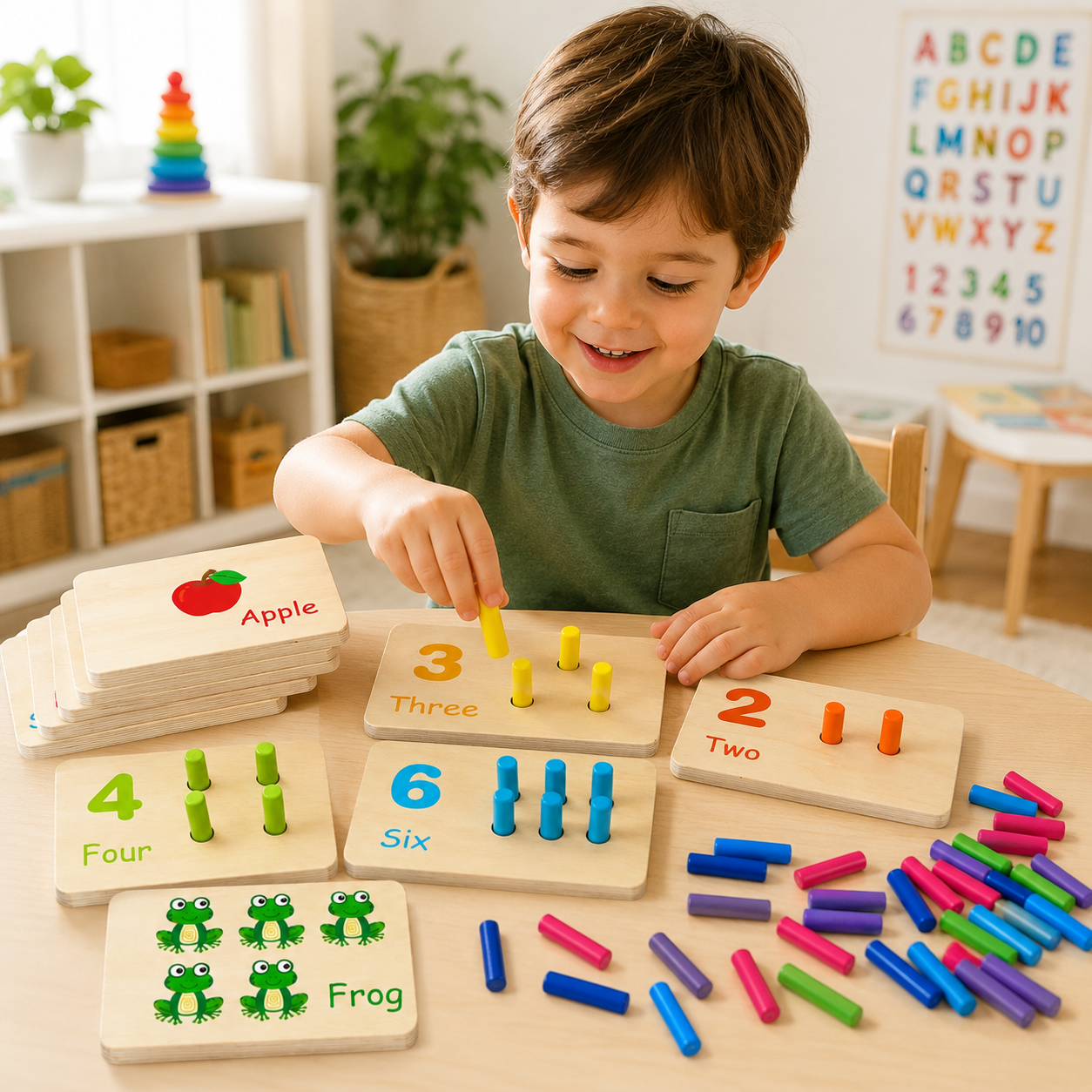 Brinquedo Educativo de Encaixe com Números em Madeira