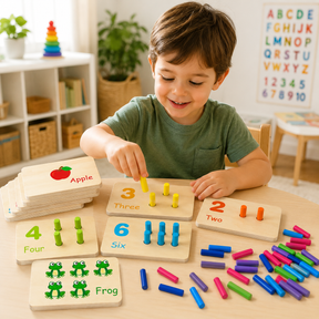 Brinquedo Educativo de Encaixe com Números em Madeira