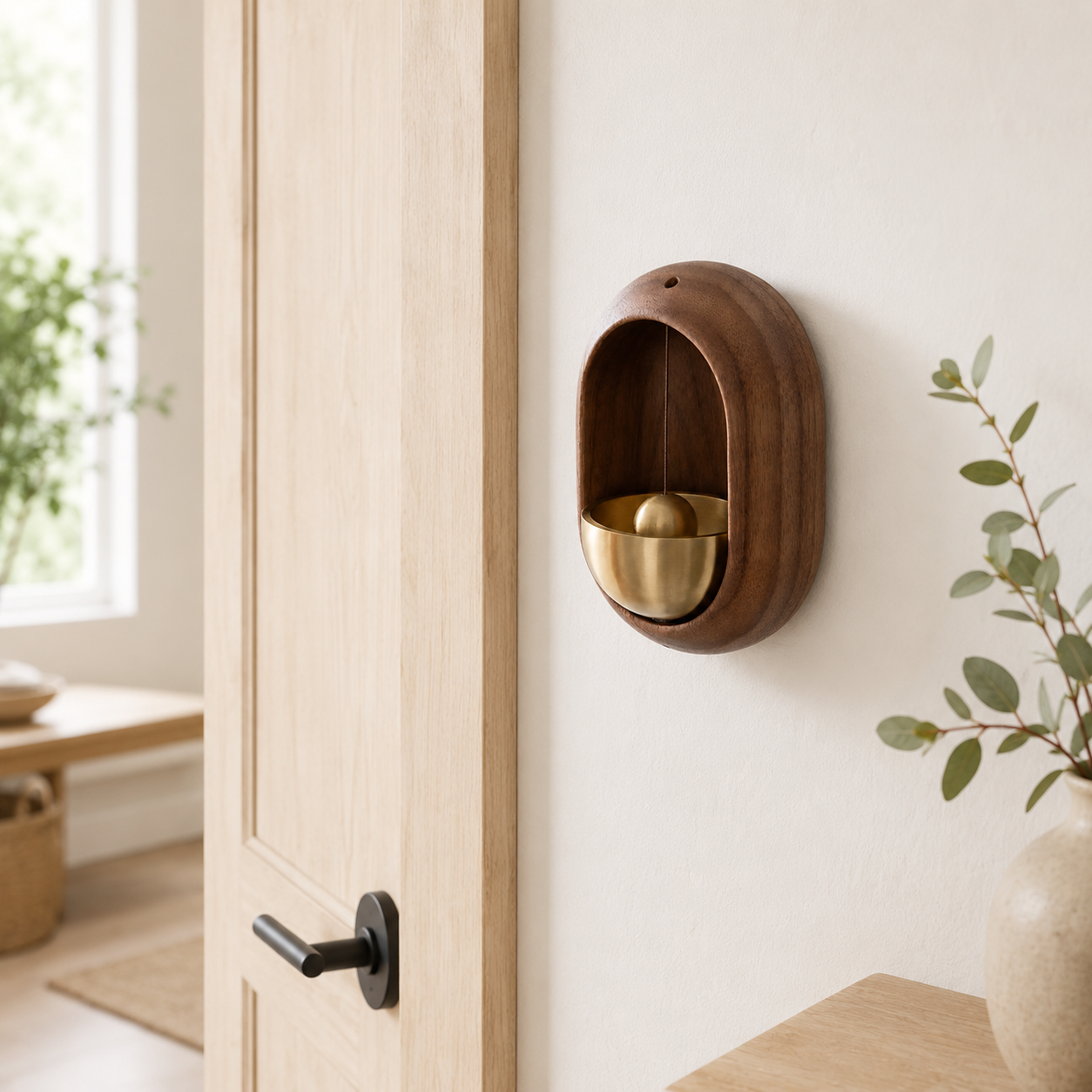 Campainha de Madeira com Design Decorativo e Fácil Instalação