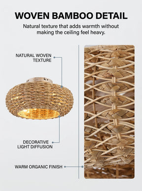 Bamboo fandelier ceiling fan with decorative LED light