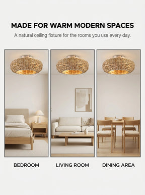 Bamboo fandelier ceiling fan with decorative LED light