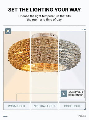 Bamboo fandelier ceiling fan with decorative LED light
