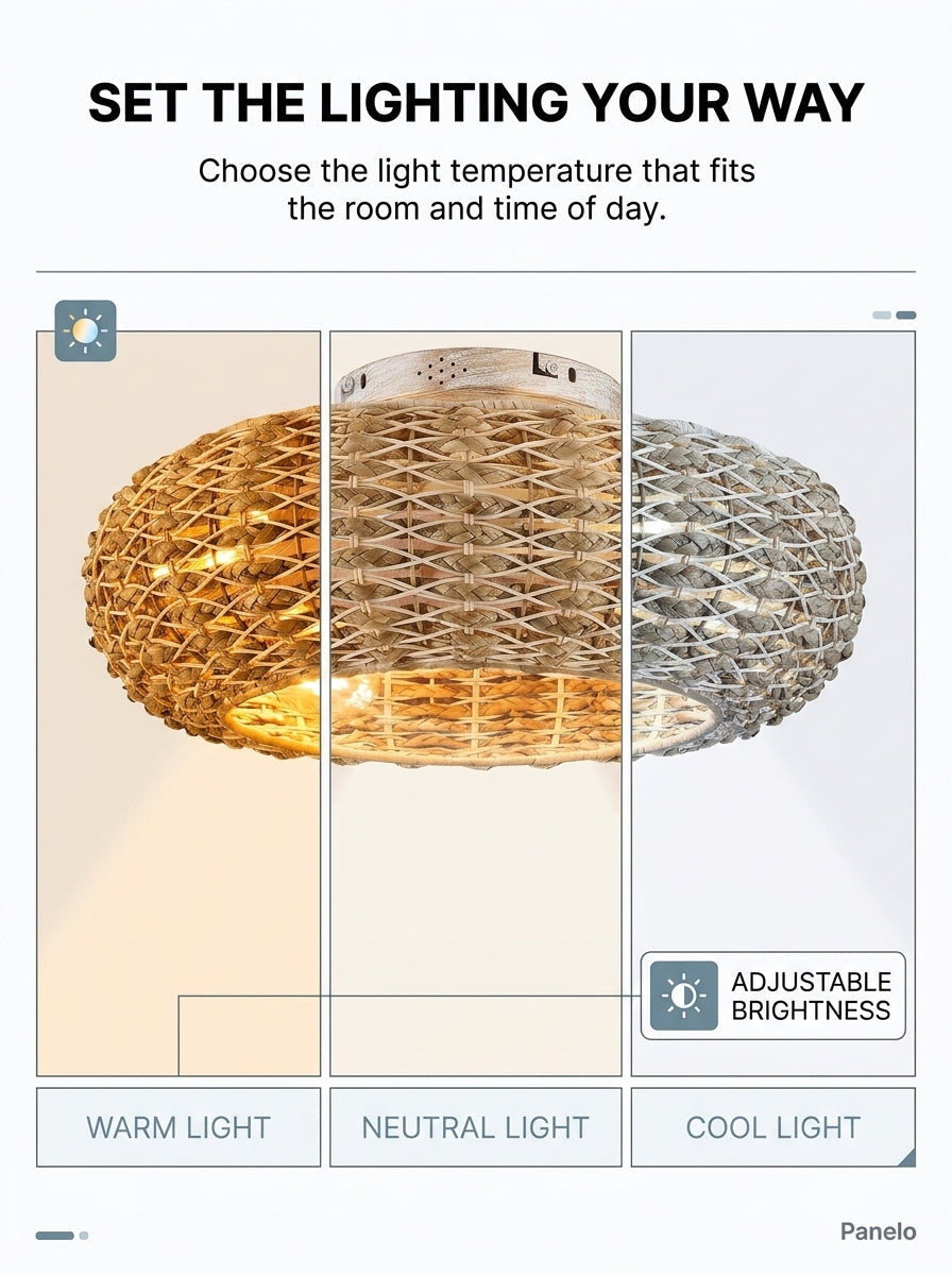 Bamboo fandelier ceiling fan with decorative LED light