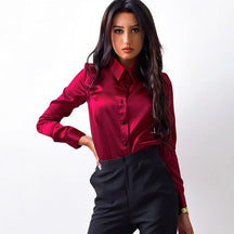 Camisa Lisa com Gola Elegante
