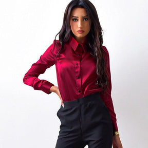 Camisa Lisa com Gola Elegante