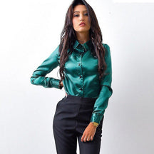 Camisa Lisa com Gola Elegante