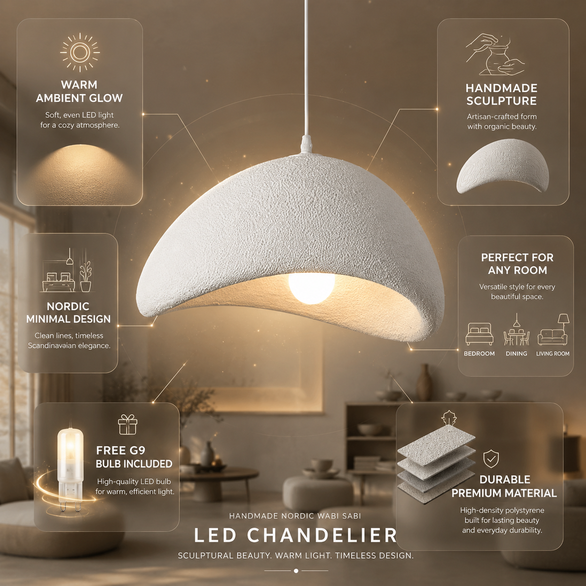 Modern LED Chandelier – Nordic Handmade Design