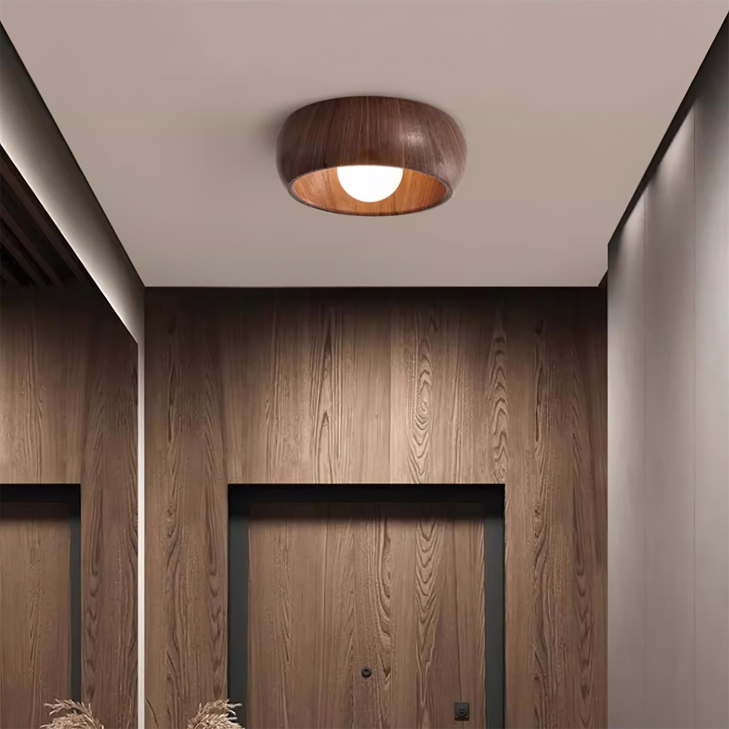 Luminária de Teto Albanora | Lustre de LED Moderno e Minimalista em Madeira