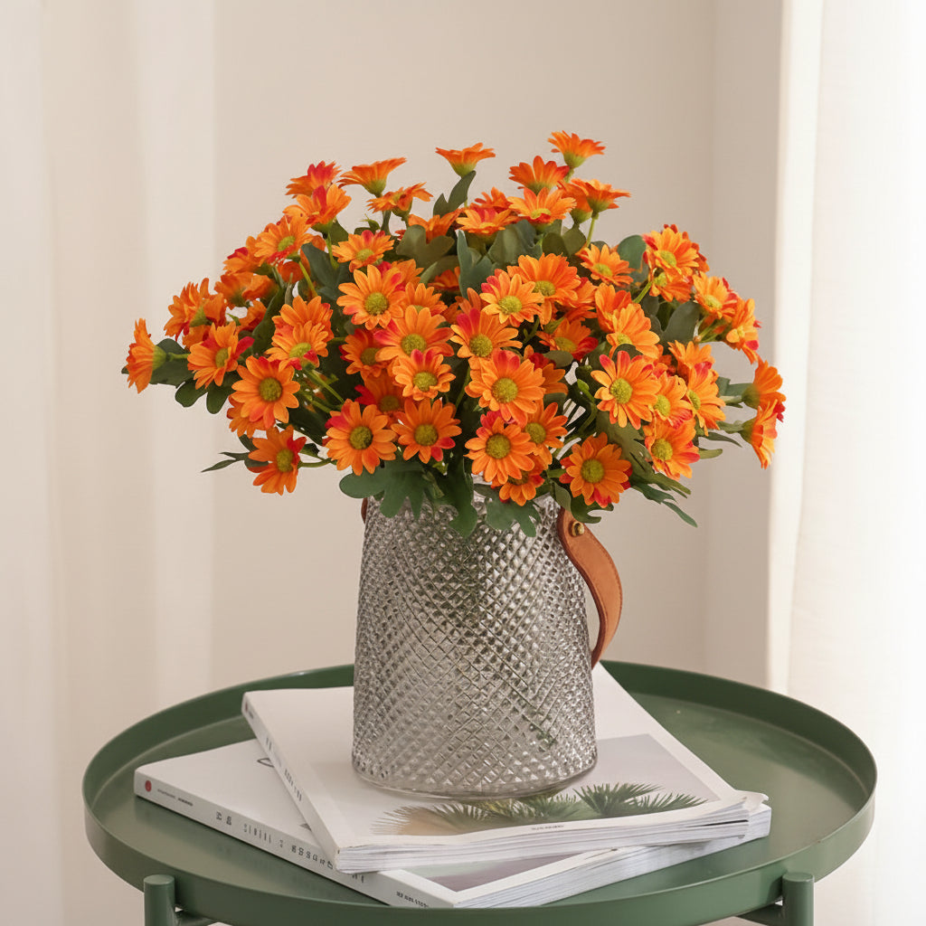 Arranjo de Flores Artificiais de Margarida para Centro de Mesa de Dia das Mães