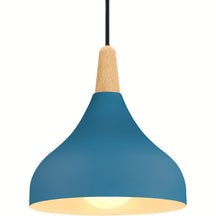 Modern Teardrop Pendant Light | Metal & Wood Hanging Lamp