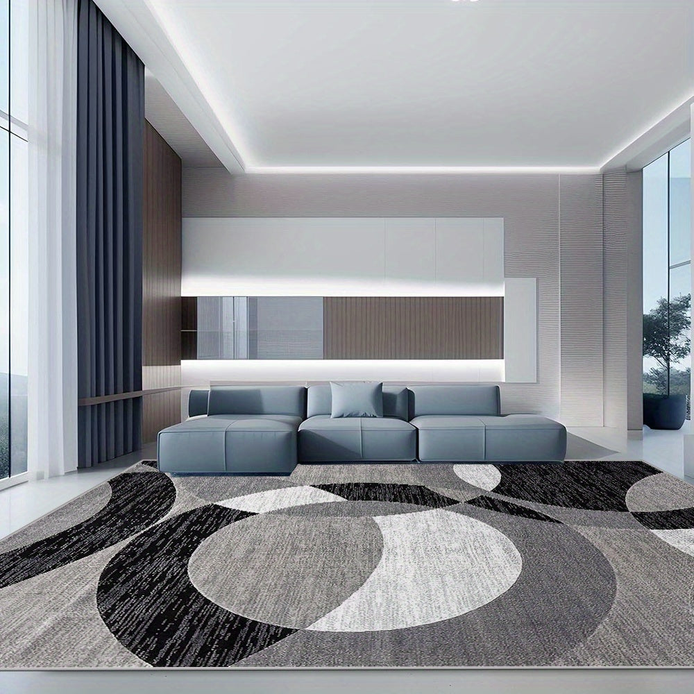 Tapete Geométrico Orbit Weave | Piso Antiderrapante de Veludo Macio