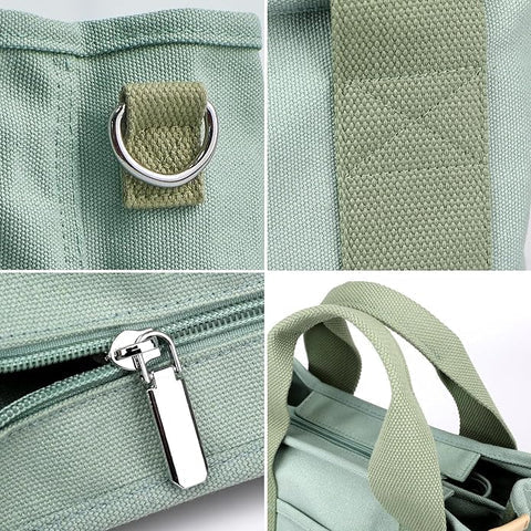 Bolsa Tote de Lona Inspirada no Estilo Japonês – Bolsos Internos, Leve e Reutilizável