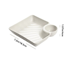 Dipping Plate with Sauce Compartment – Stackable & No-Drip Design