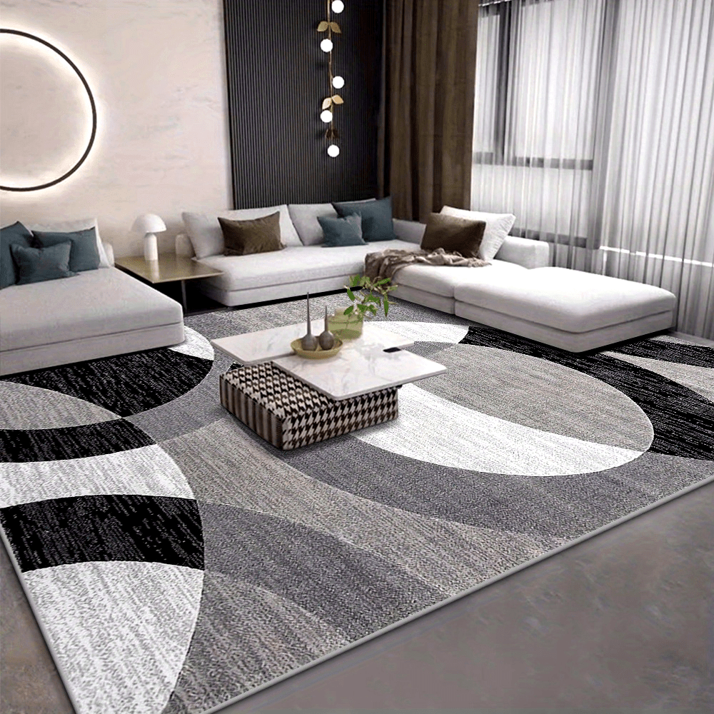 Tapete Geométrico Orbit Weave | Piso Antiderrapante de Veludo Macio