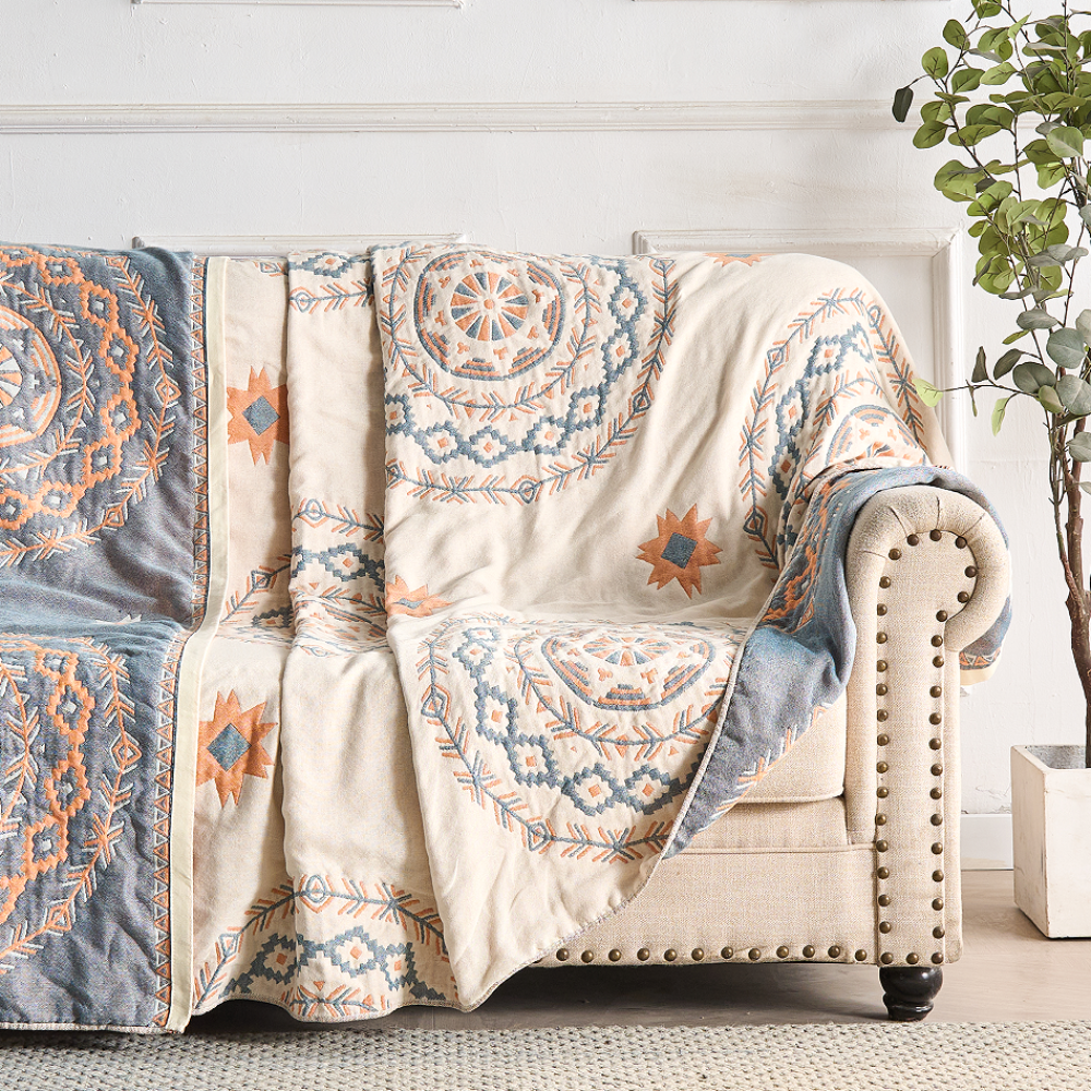 Manta Decorativa com Estampa de Mandala Boho