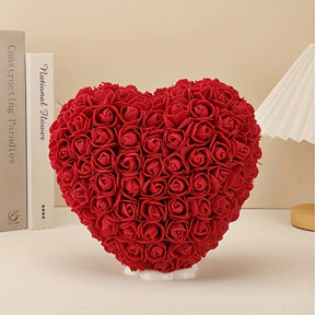Presente de Dia das Mães Coração de Rosa Decoração de Mesa de Flor Artificial