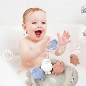 Conjunto de Aventura Divertida para Banho com Brinquedos de Animais Bebês