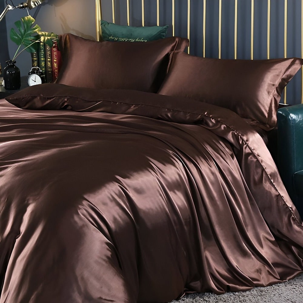 Conjunto de Roupa de Cama de Seda Antibacteriana Capa de Edredom Respirável