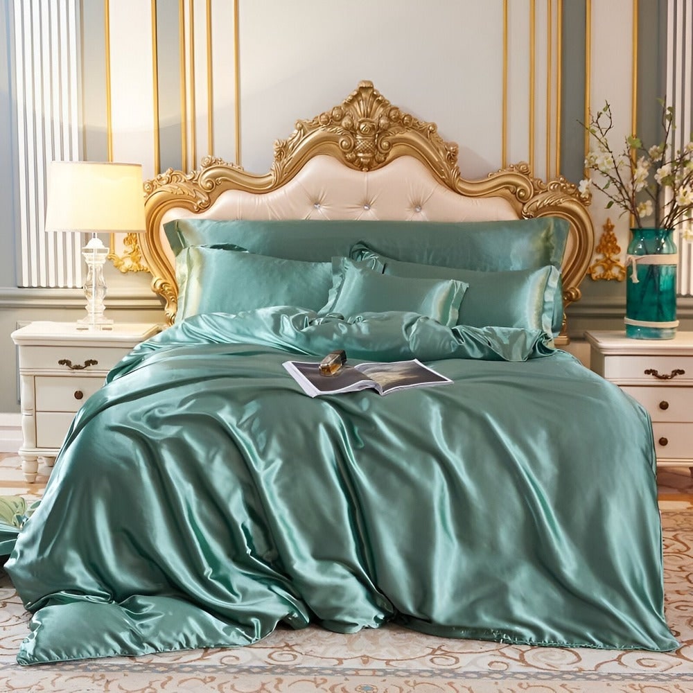 Conjunto de Roupa de Cama de Seda Antibacteriana Capa de Edredom Respirável