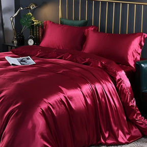Conjunto de Roupa de Cama de Seda Antibacteriana Capa de Edredom Respirável
