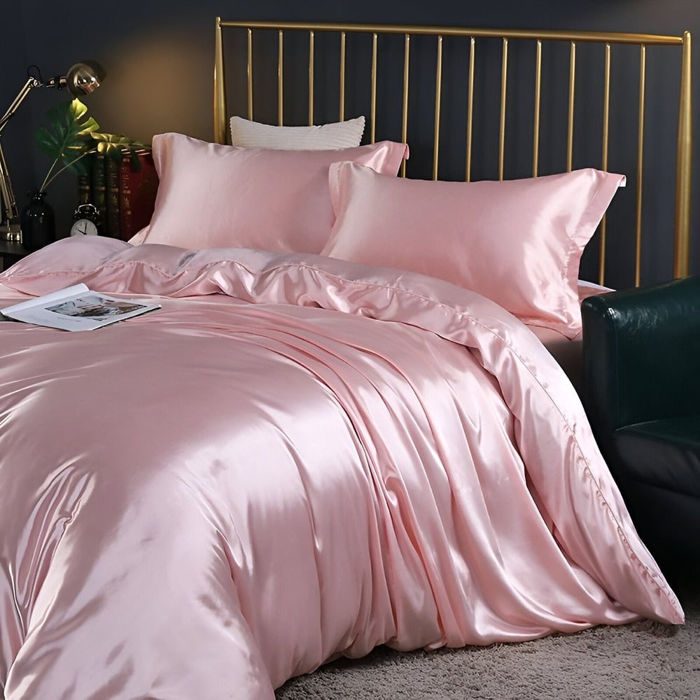 Conjunto de Roupa de Cama de Seda Antibacteriana Capa de Edredom Respirável
