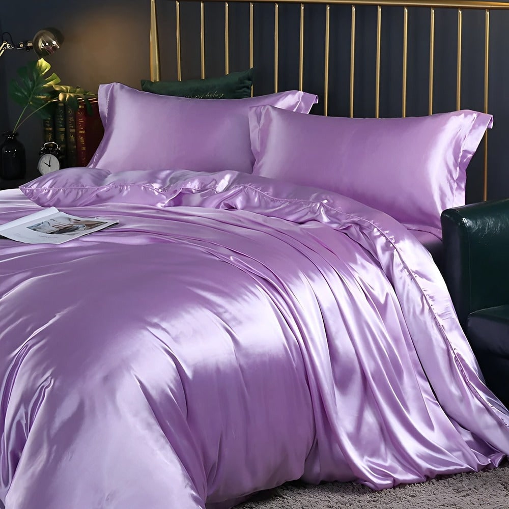 Conjunto de Roupa de Cama de Seda Antibacteriana Capa de Edredom Respirável