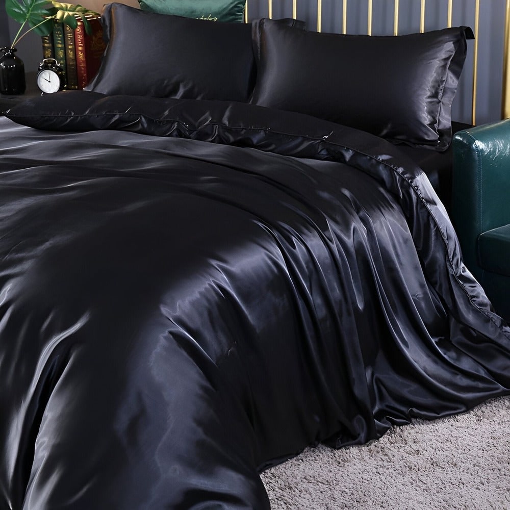 Conjunto de Roupa de Cama de Seda Antibacteriana Capa de Edredom Respirável