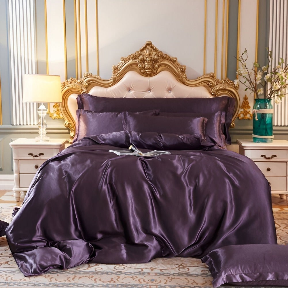 Conjunto de Roupa de Cama de Seda Antibacteriana Capa de Edredom Respirável