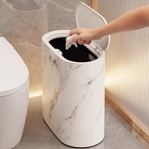 Lixeira com Estampa de Mármore | Cesto Moderno para Banheiro e Cozinha com Tampa