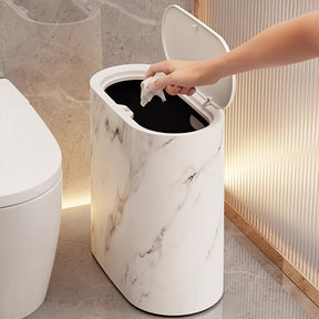 Lixeira com Estampa de Mármore | Cesto Moderno para Banheiro e Cozinha com Tampa