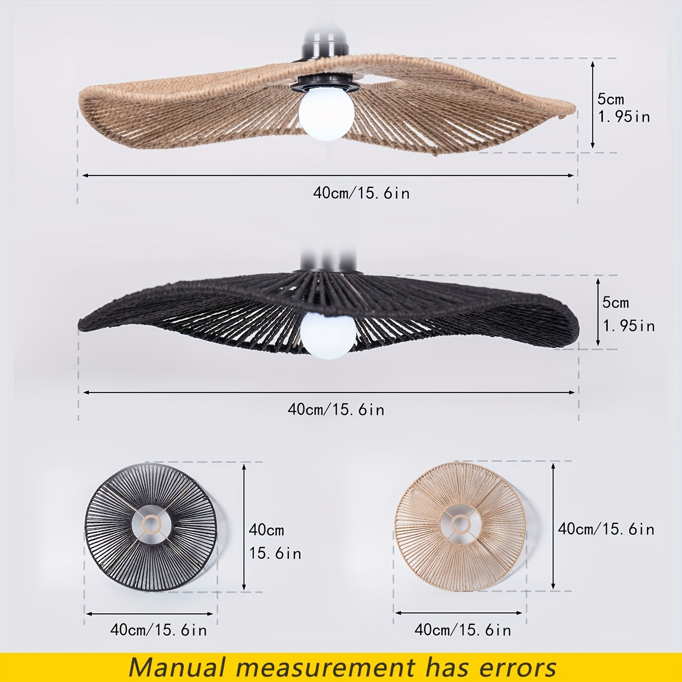 Cúpula de Luminária de Teto em Corda de Papel Trançada à Mão | Design Artístico Natural