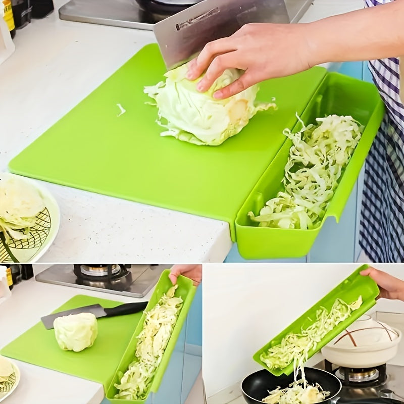 Tábua de Corte 2 em 1 com Recipiente de Armazenamento | Tábua de Cozinha Portátil e Suporte para Alimentos