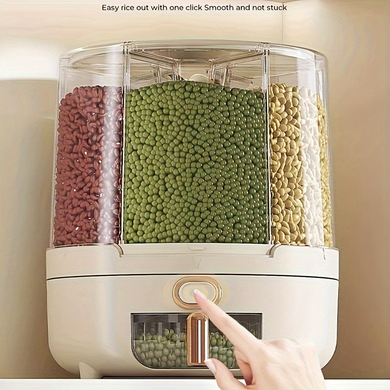 Recipiente Hermético Giratório para Armazenamento de Alimentos | Dispensador de Grãos e Cereais de Grande Capacidade com Design 360°