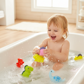 Conjunto de Brinquedos Flutuantes para Banho Patinhos de Borracha que Espirram Água