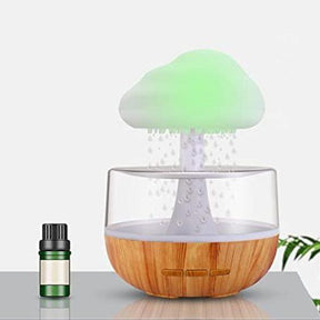 Luminária de Mesa 2 em 1: Umidificador de Nuvem de Chuva, Difusor de Óleo Essencial Zen e Abajur de Cogumelo com Efeito de Chuva