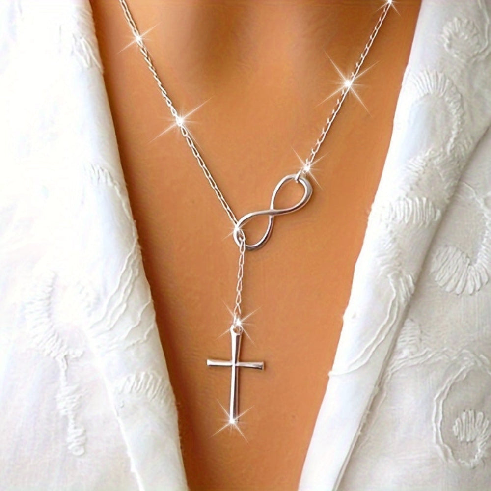 Colar com Pingente de Cruz Prata Vintage Presente de Dia das Mães