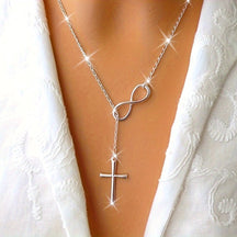 Colar com Pingente de Cruz Prata Vintage Presente de Dia das Mães